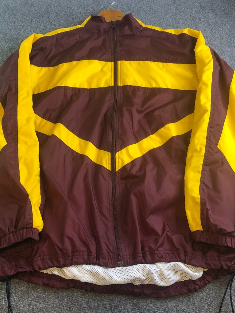 Eastbay Windbreaker Jacket Mens Maroon Gold Vintage Colorblock 80s 90s Hip Hop